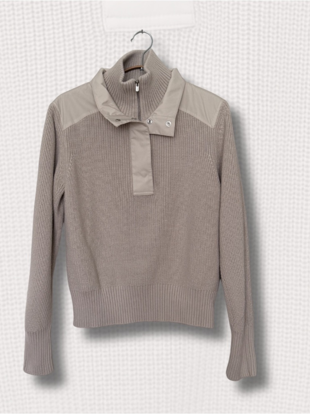 Athleta Taupe Knit Half-Zip Pullover Sweater